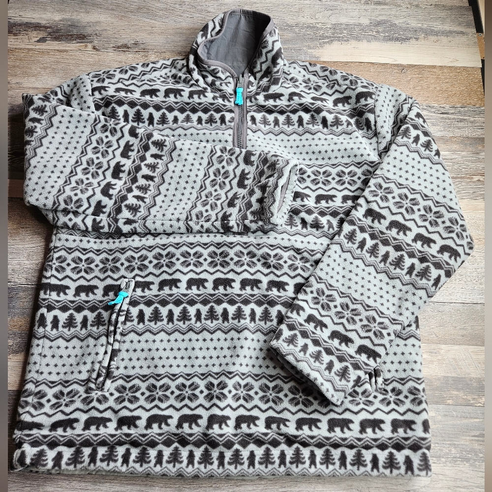 Chubbies The Bear Hug Reversible Quarter Zip Pullover Fair Isle Print Medium